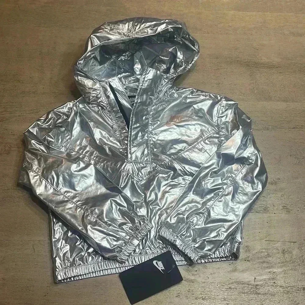 Nike metallic cool gray jacket size 6.